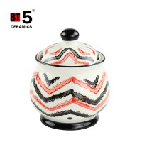 New design popular color design candy sugar pot ceramic with lid