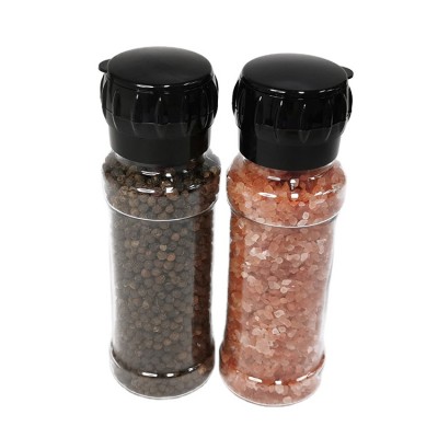 200ml kitchen accessories spice packaging jar manual sea salt and pepper spice grinder set PET spice bottle molinillo sal